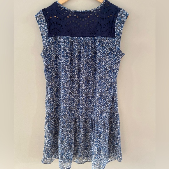 Daniel Rainn Cottegecore Floral Lace Eyelet Boho Tassel Sleeveless Mini Dress - Picture 3 of 3